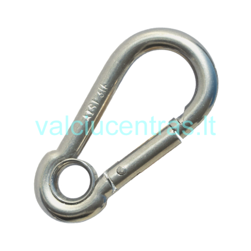 N. Plieno karabinas su kilpa - įvairių dydžių N. Plieno karabinas su kilpa - įvairių dydžių